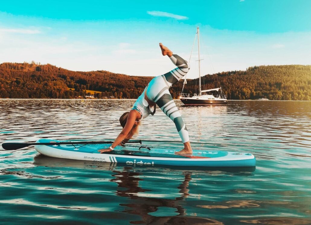 yoga on a paddle board
